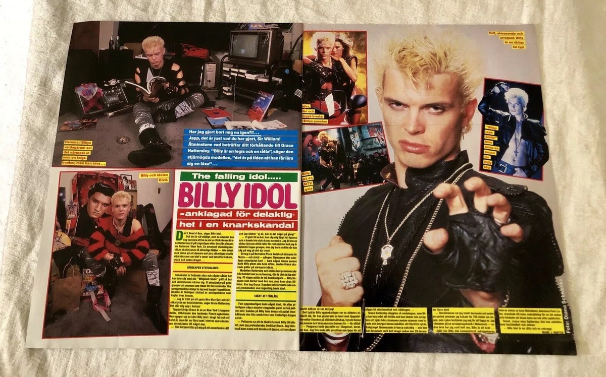 BILLY IDOL 1980s Clipping Poster Swedish Music magazine Okej