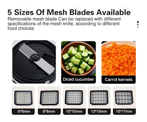 4 Function Vegetable Cutter Multifunction Silcer Shredder 5 Size Cube Dicer New - Picture 7 of 13