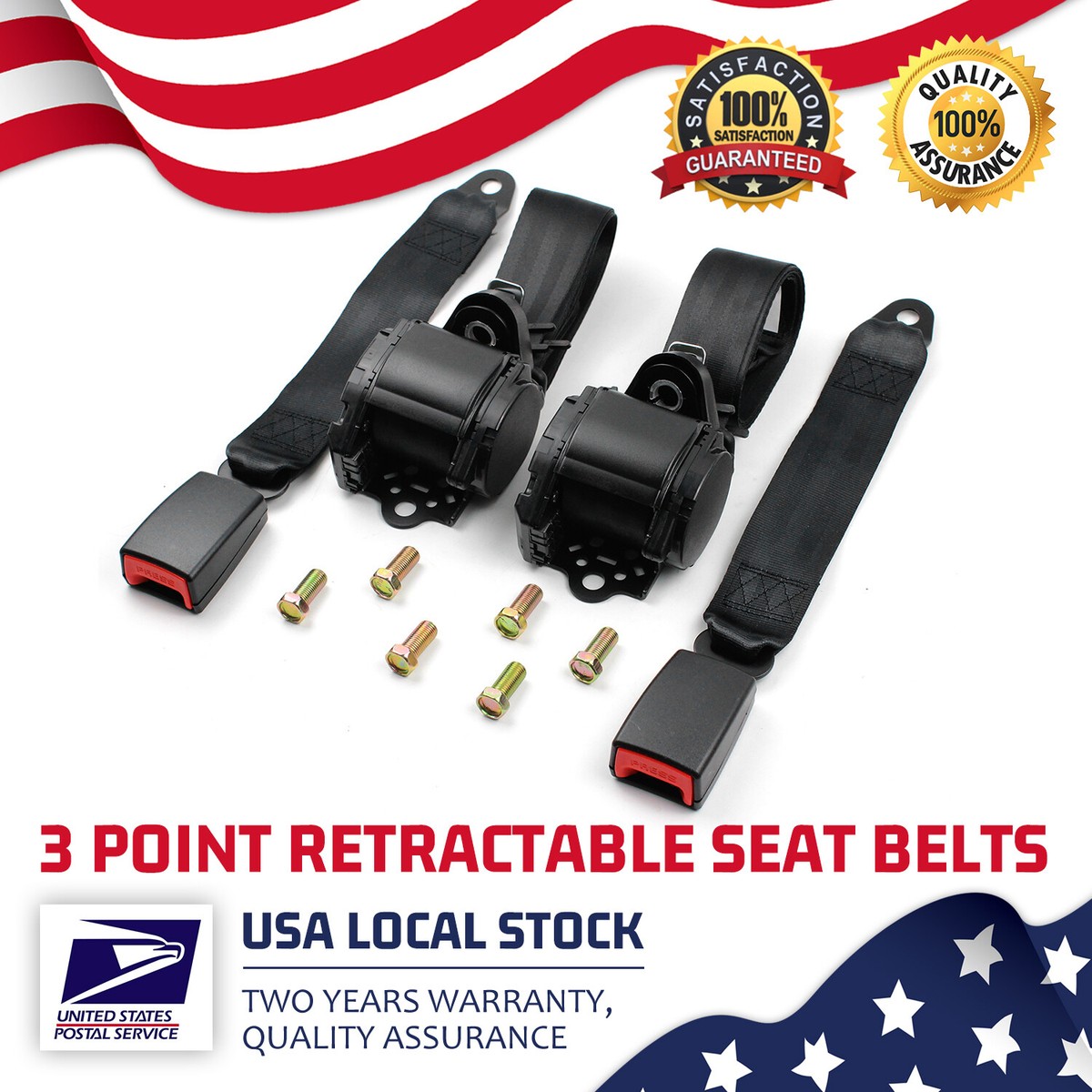 MGT 3-Point Retractable Seat Belts – 2 Sets For 1998-2019 Ford F-150, F-250, F-350 & More