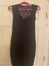 Black short sleeve lace dress