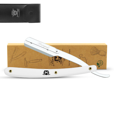 Robustes Halsrasiermesser, Shavette, Kunststoffgriff, Barber Straight Razor, weiß