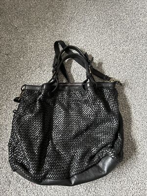 Tasche Leder Schwarz Flechtoptik Vera Pelle