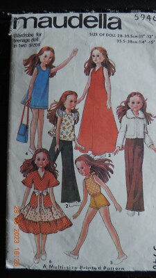 Vintage Maudella Schnittmuster für Sindy/Barbie 11,5 in Modepuppen.