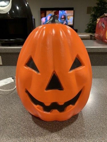 Vintage 1991 TPI Halloween 14" Jack-o-Lantern Kürbis Kunststoff Blasform Licht