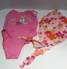 Disney Cinderella Girl  s One Piece Pink Bathing Suit Swimwear with Sarong 4T NWT
