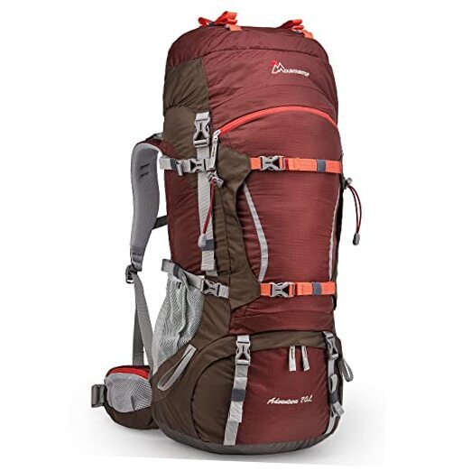 70L Internal Frame Backpack Camping Backpacking Hiking Backpack for Maroon-70l
