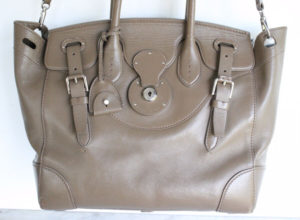 Genuine RALPH LAUREN Large Tan Gray Soft Leather Ricky 33 Genuine RALPH LAUREN Large Tan Gray Soft Leather Ricky 33