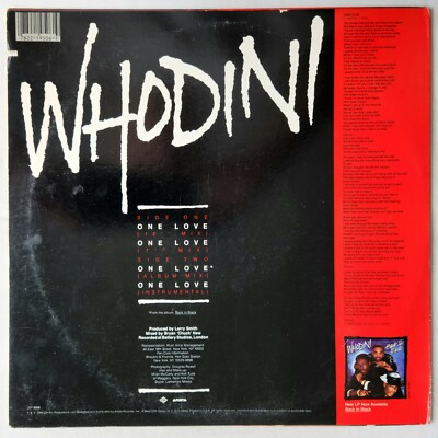 1986 - WHODINI - ONE LOVE - JIVE RECORDS ORIGINAL PRESSING | eBay