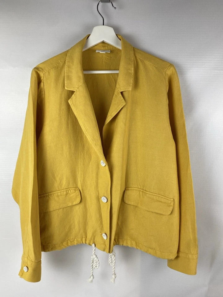 Chaqueta Blazer Jill Mujer Mezcla Lino Botón Amarillo, Talla M, 006 Foto 3 de 4