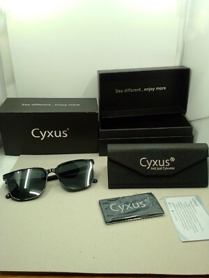 Cyxus Sunglasses Black Retro Square Polarized Anti-glare Unisex NEW