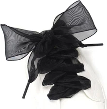 Marjunsep 1 Pairs Satin Ribbon Shoe Laces for Sneakers, Flat Lace Shoelaces for