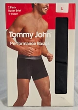 Tommy John Performance Basics - 4-Inch Boxer Brief  Large - Black / Black 2 Pack