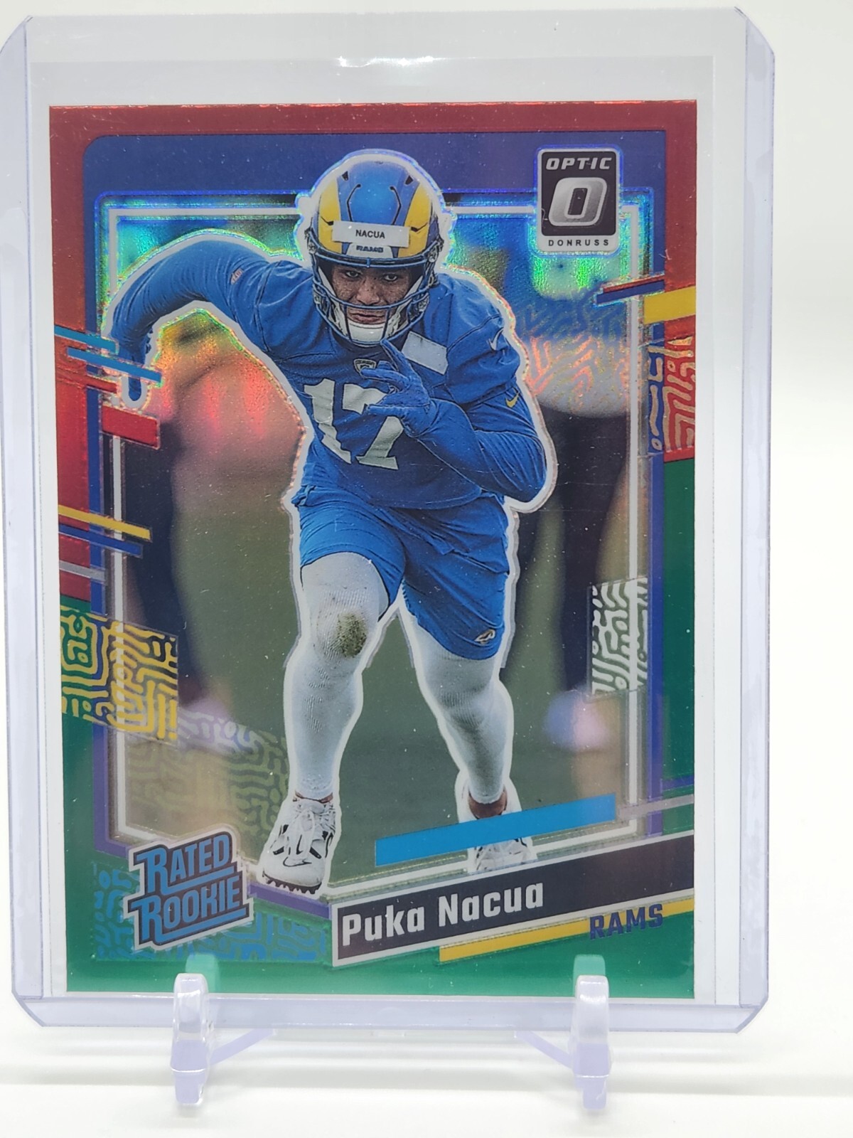 2023 Donruss Football Optic Preview Red Green Rated Rookie Puka Nacua Prizm