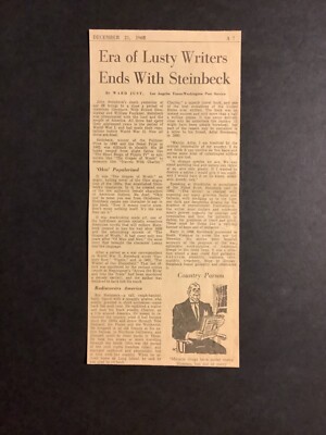 JOHN STEINBECK DIES ORIGINAL1968 ARTICLE 