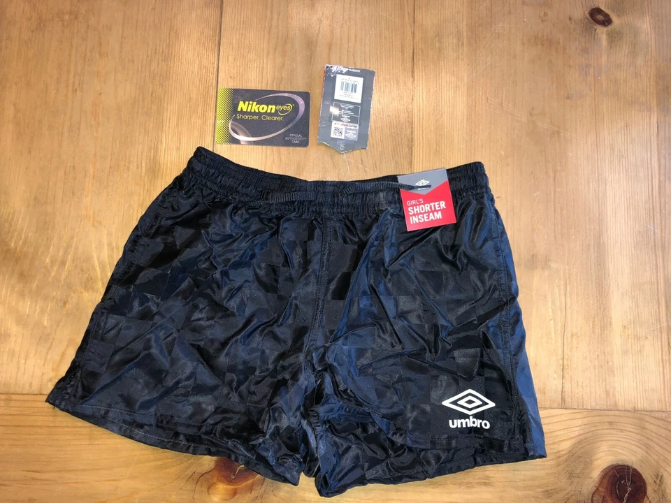 Pantalones Cortos Atléticos UMBRO Negros a Cuadros Niños Fútbol Deportes 3XS-2XS-XS-S-M-L-XL Foto 3 de 4