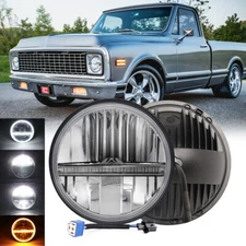 Halo 7"Round Led Headlight H4-H13 Hi/Lo Bulb fit Chevy C10 C20 C30 G10 G20 K10
