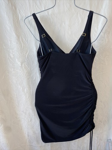 Beyond Control 12 NWOT One Piece Swim Dress Ruched Side Black NEW MSRP $139 - Picture 4 of 11