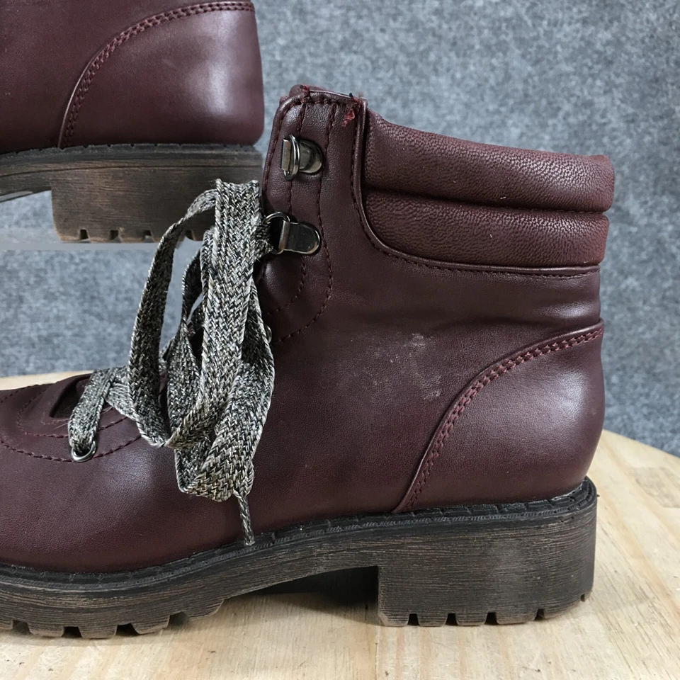 Maurices Boots Womens 7.5 M Whitney Lace Up Ankle Combat Brown Faux Leather - Image 3 of 4