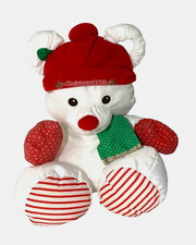 Vintage 1992 Fisher Price Christmas Puffalump Soft Stuffed Bear White