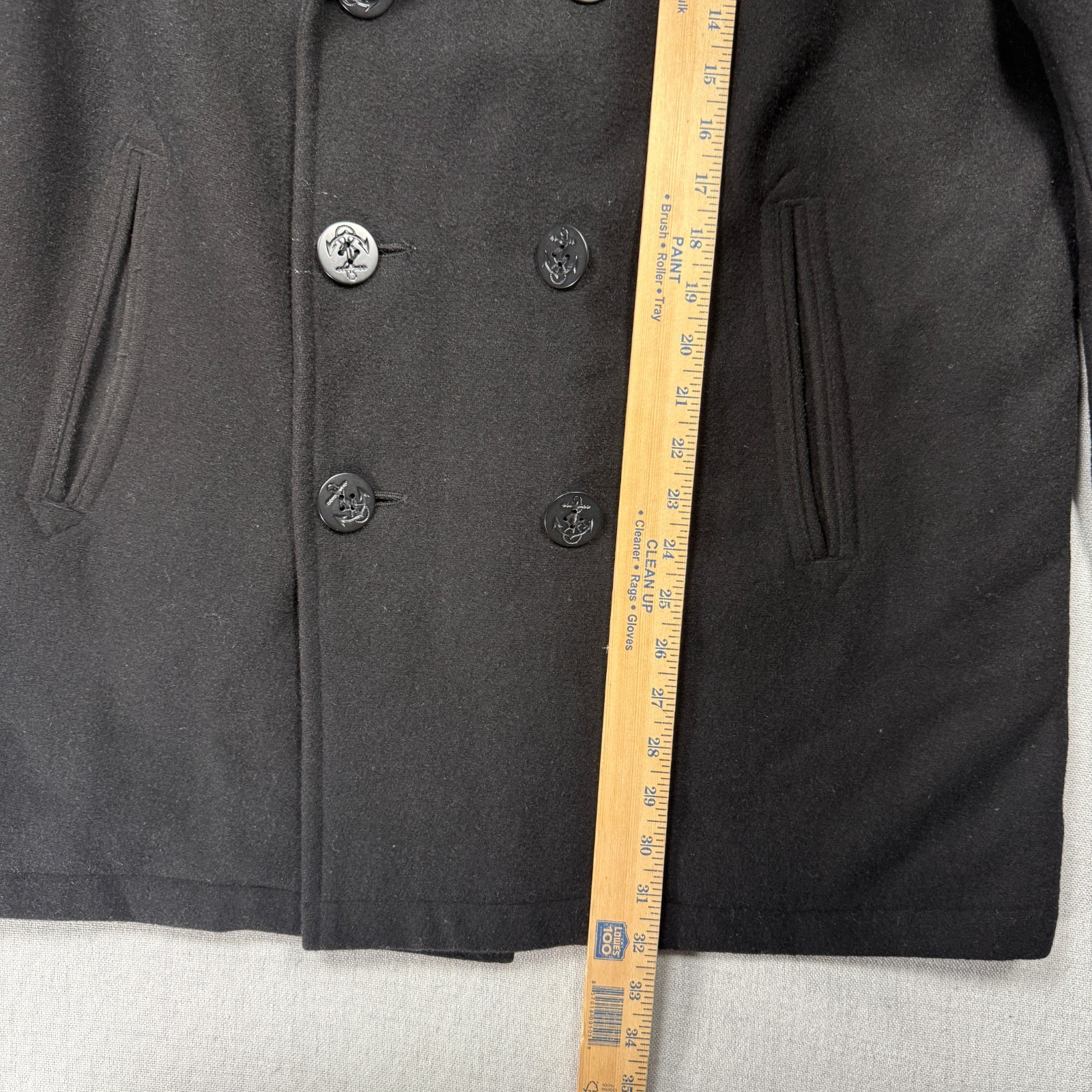 Mil-Tec US Navy Deck Jacket Black Wool Blend Peacoat Quilted Lined Size L Large