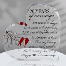 20th Years of Marriage Gift Wedding Anniversary Souvenir Heart Marriage Keepsake