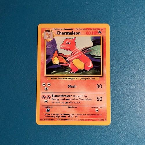 Black Stain Error Charmeleon 24/102 Pokemon 1999 Unlimited Base Set Misprint LP - Picture 4 of 10