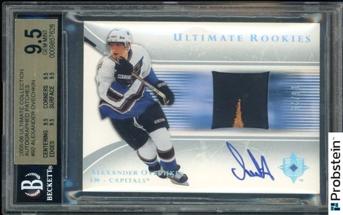 2005-06 UD Ultimate Hockey #92 Alexander Ovechkin RC Patch AUTO 16/25 BGS 9.5