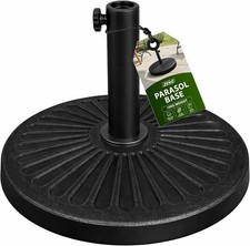 CAST IRON ROUND UMBRELLA PARASOL BASE STAND PATIO OUTDOOR GARDEN HEAVY 10KG BLCK