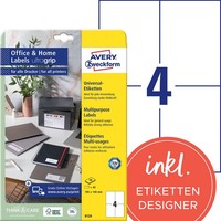 Avery Zweckform Etiketten 6124 Weiß 105,0 X 148,0 Mm, 10 Blatt