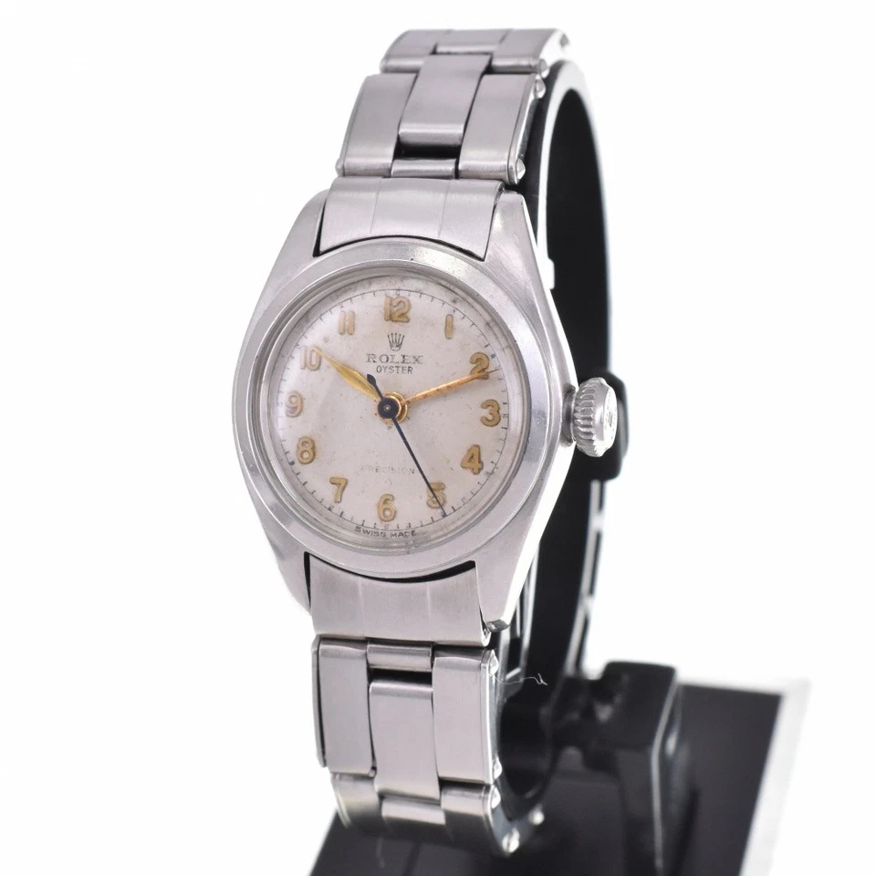 Rolex Oyster Precision 5004 vintage esfera plateada cuerda manual damas O#142833 Foto 2 de 4