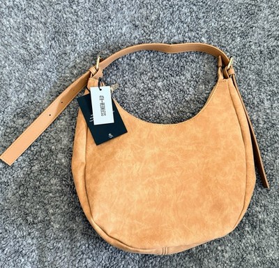 4th and Reckless Faux Suede Crescent Bag Purse Beige Camel NWT