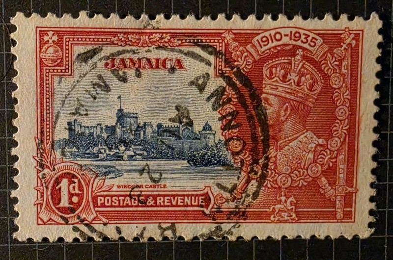 1935 Jamaica 1d Silver Jubilee Stamp - Windsor Castle - Used- Scott 109 / SG 114