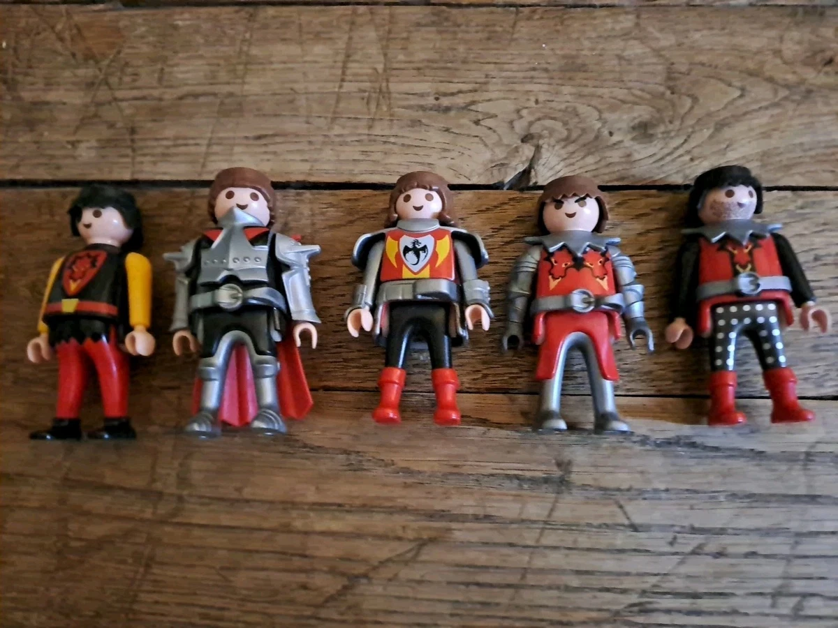 Lot De Figurines Playmobil Médiéval - Bataillon Chevaliers Dragon Rouge - Soldats Et Guerriers