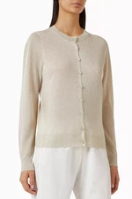 ENZA COSTA Lame Knitted Cardigan Champagne S $275 D1