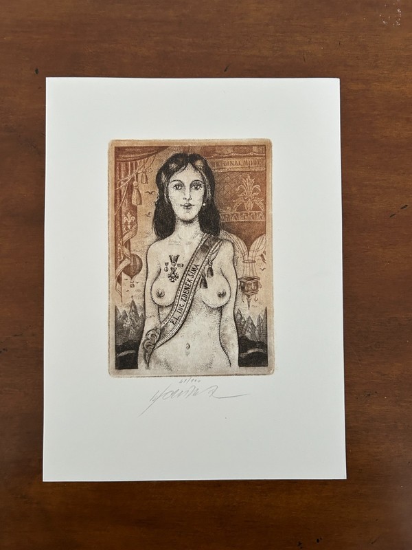Milan BAUER -- EX LIBRIS -- ":Beaty with Balloons"