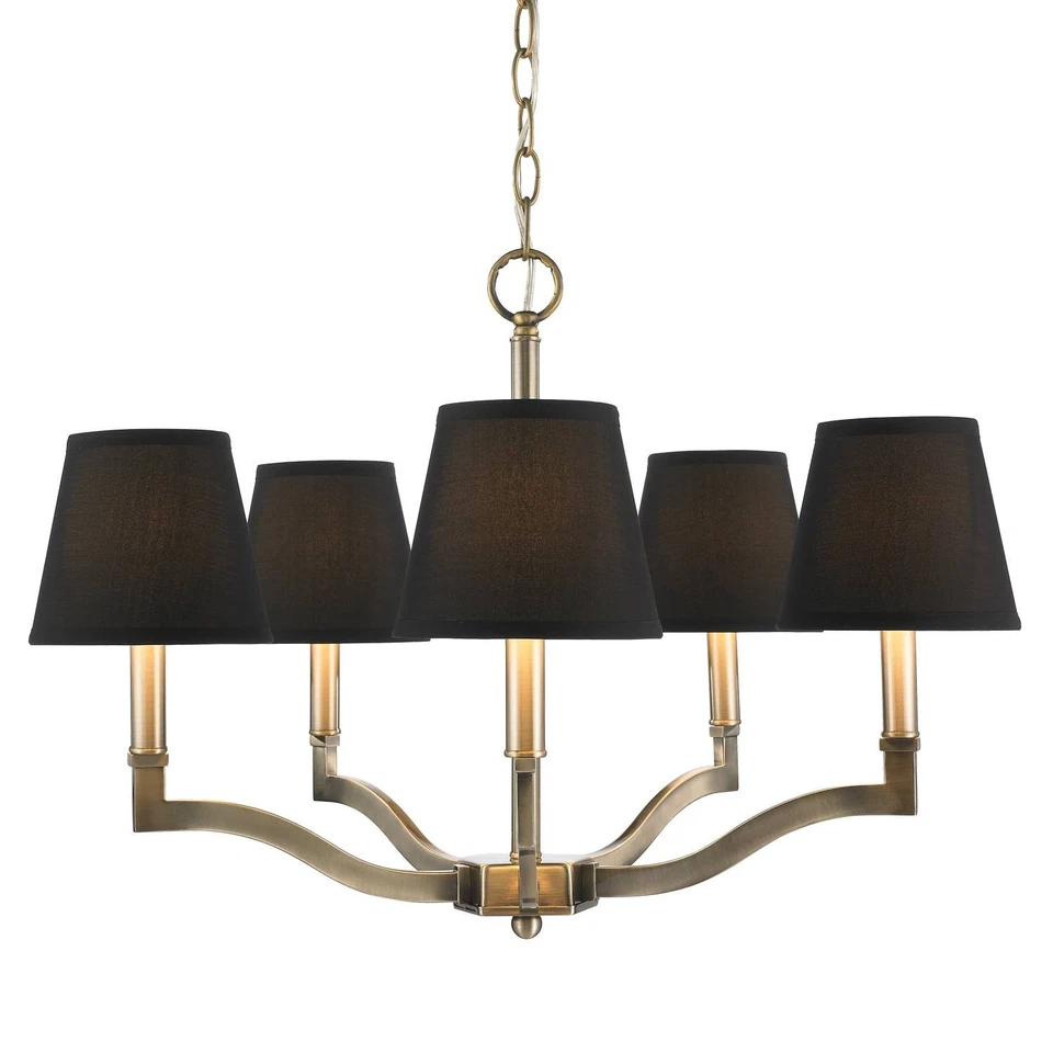 Candelabro Golden Lighting Waverly 25" bronze envelhecido seda preto sombra - Imagem 2 de 2