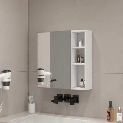 A white MDF material mirror cabinet, bathroom mirror,  MDF material mirror cab