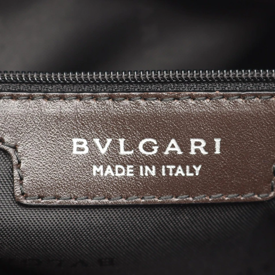 Bolso de Hombro BVLGARI Fin de Semana PVC Recubierto Lona Cuero Marrón Usado Mujeres Foto 4 de 4