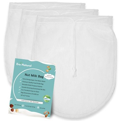 Nut Milk Bag Reusable 3 Pack 12'' X 10'' Cheesecloth Bags for Straining Almond/Soy