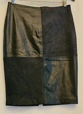 Ivanka Trump Black Leather Suede Pencil Skirt Size 6 Chic Office or Evening Wear