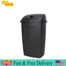 Kitchen Trash Can, 13 Gallon Plastic Garbage Bin with Swing Top Lid, Black New