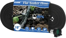 Flat Soaker Hose 10FT Heavy Duty Double Layer Design - save 80% Water for Garden
