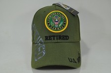 Army Retired Text Side Shadow Mens Cap Olive Green - Adjustable