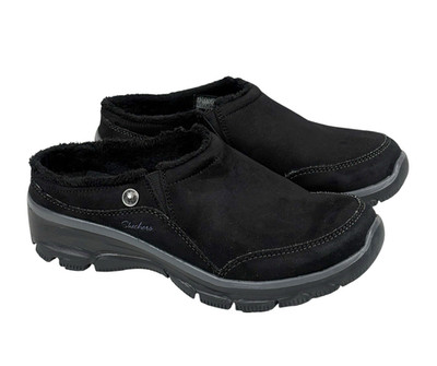 Skechers Relaxed Fit Easy Going Latte Memory Foam Black Slip-On Mules Size 7.5