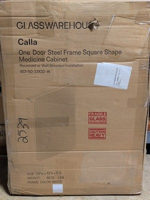 Glass Warehouse SC1-SQ-22X32 Calla 22'' x 32'' Framed Single Door - White