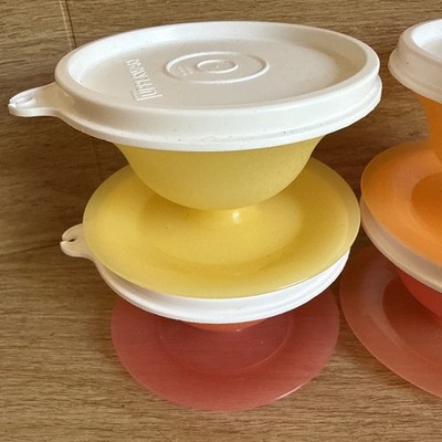 Tupperware Dessert Pudding or Jello Cups Set of 4 With Lids Dessert Colorful