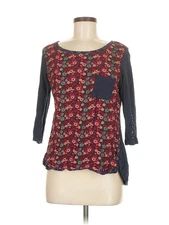 H By Halston Women Red 3/4 Sleeve Blouse M