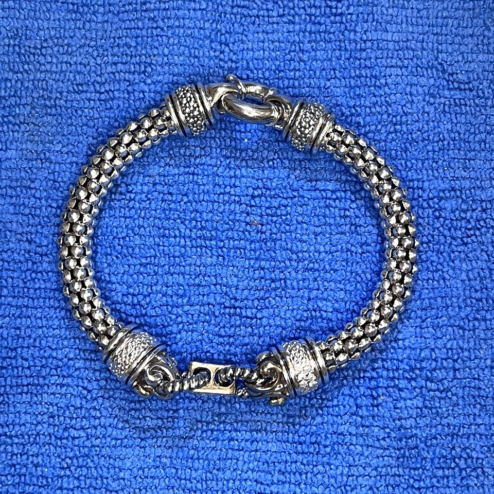 PULSERA DE CADENA CON CUENTAS .925 Y 14K PATRIMONIAL - 23 DIAMANTES - .28TCW - 8,5 PULGADAS - 38,14 GRAMOS Foto 4 de 4