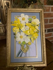 Vintage and Contemporary jewelry art framed Floral