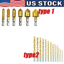 6× Chamfer Countersink Deburring Drill Bit Set Crosshole Cutting Metal Tool Kit